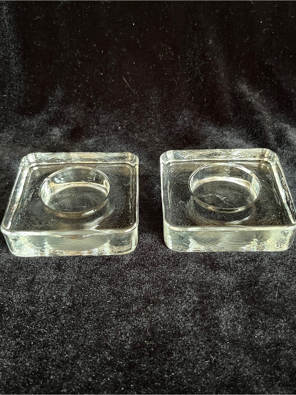 Set of 2 Recycled Clear Glass SquareVotive Candle Holders